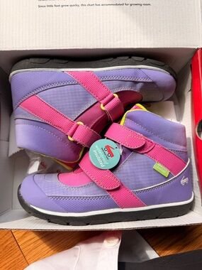 See Kai Run Girls Purple and Pink Velcro Strap Boots